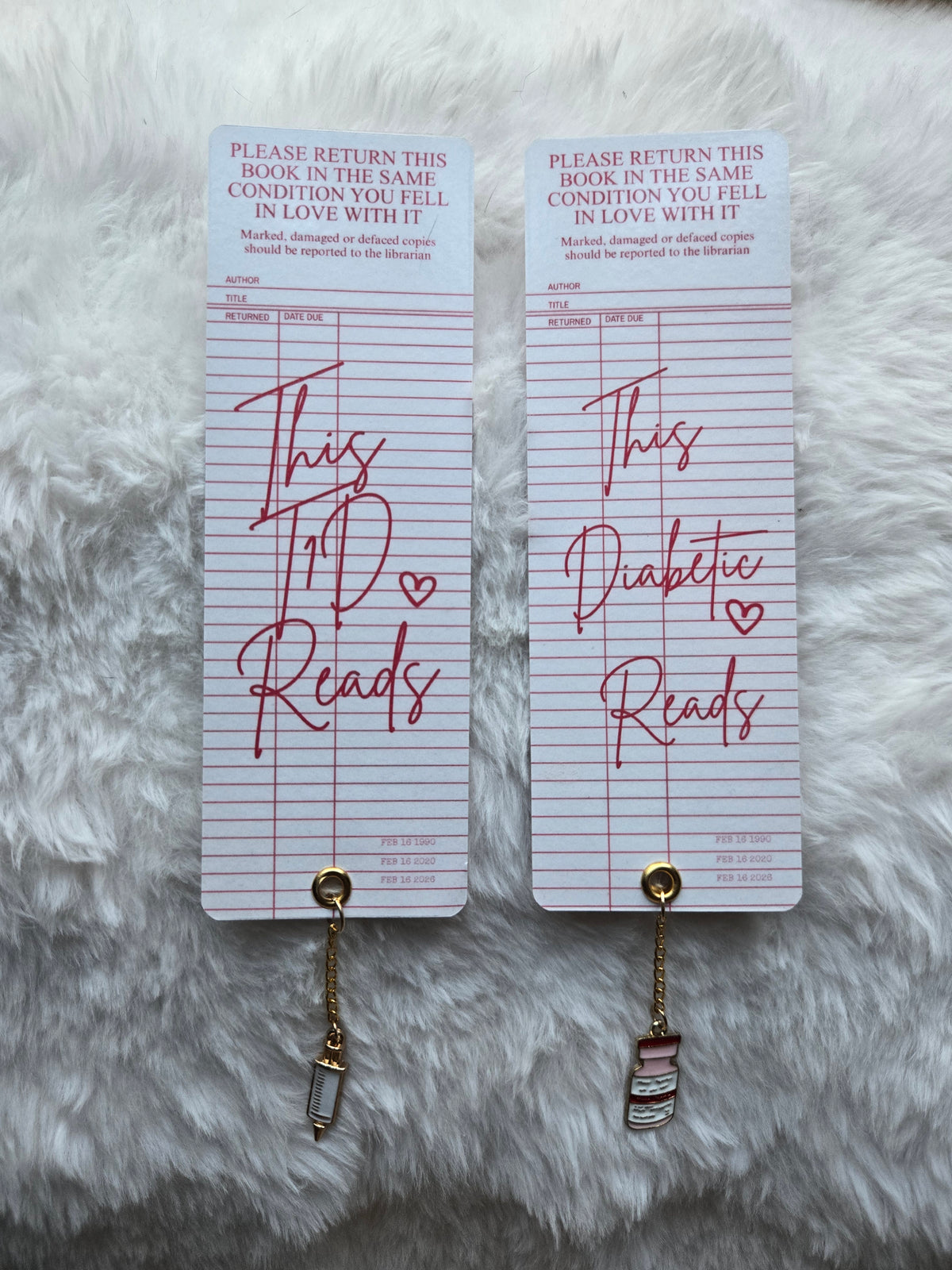 This Diabetic Reads Crimson Library Card Bookmark