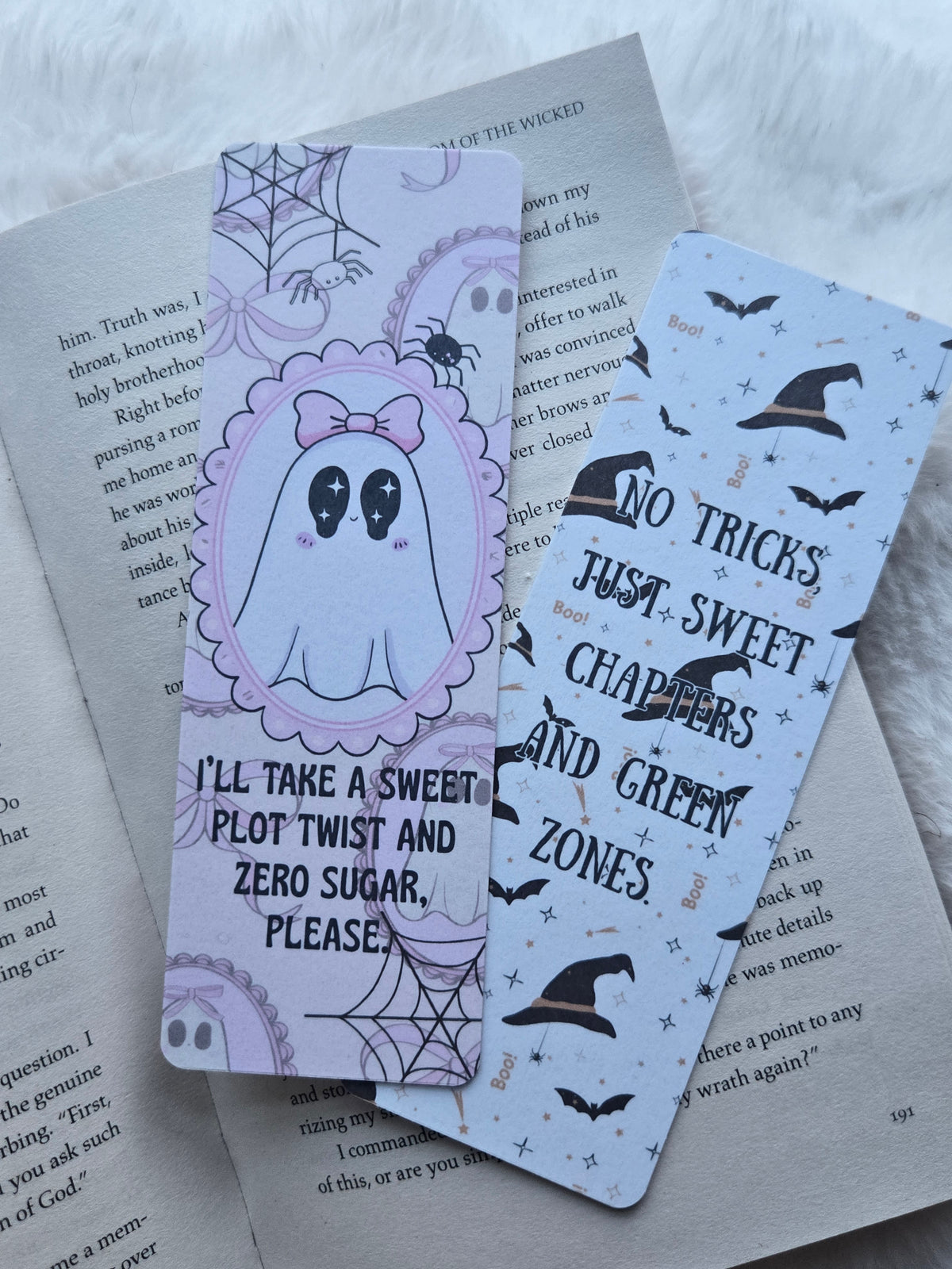 Sweet Chapters & Green Zones Halloween Bookmark – Witchy Diabetic Bookish Gift