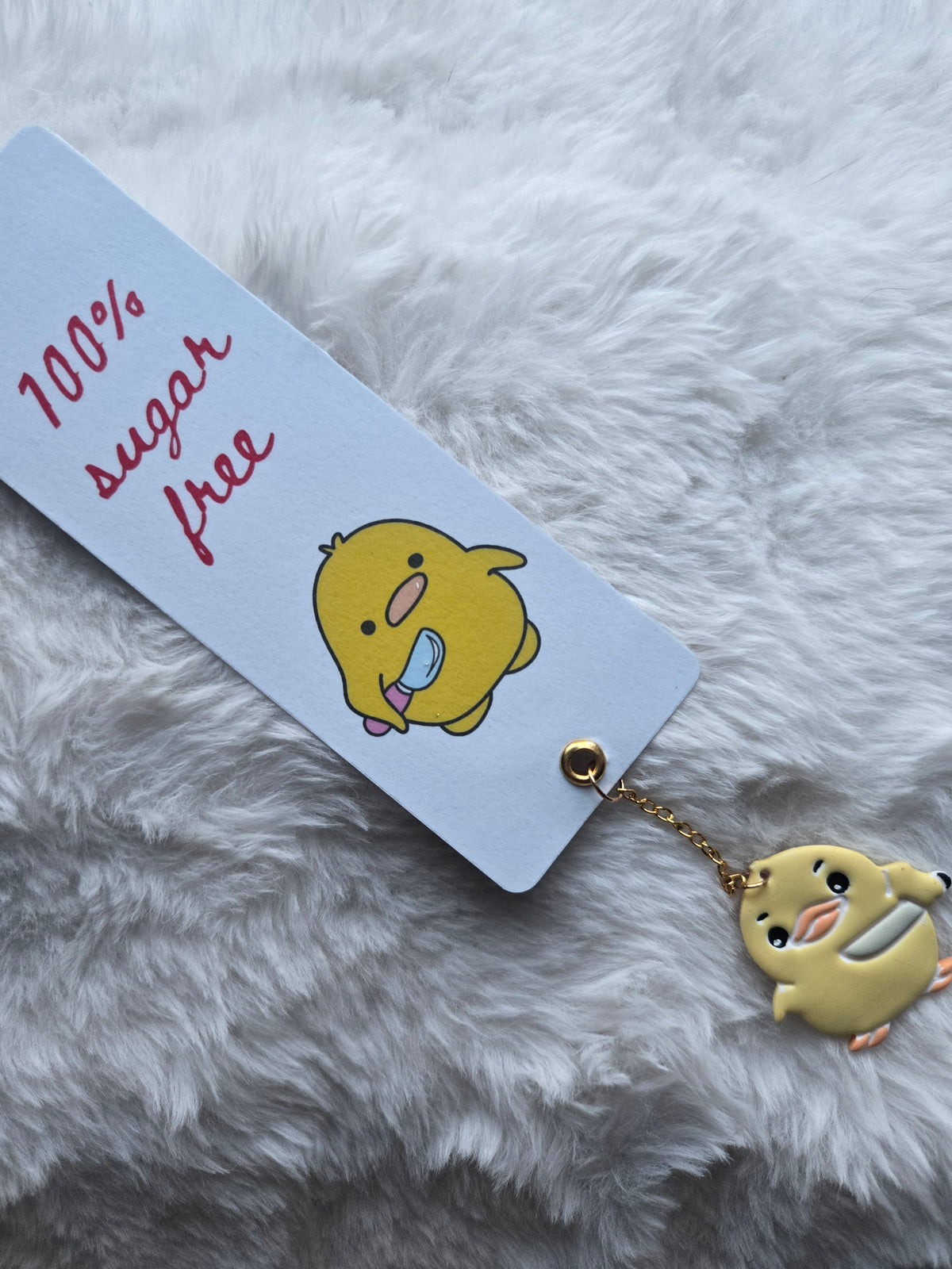 100% Sugar Free Funny Duck Bookmark – Sassy Diabetic Stationery with Knife Duck Charm