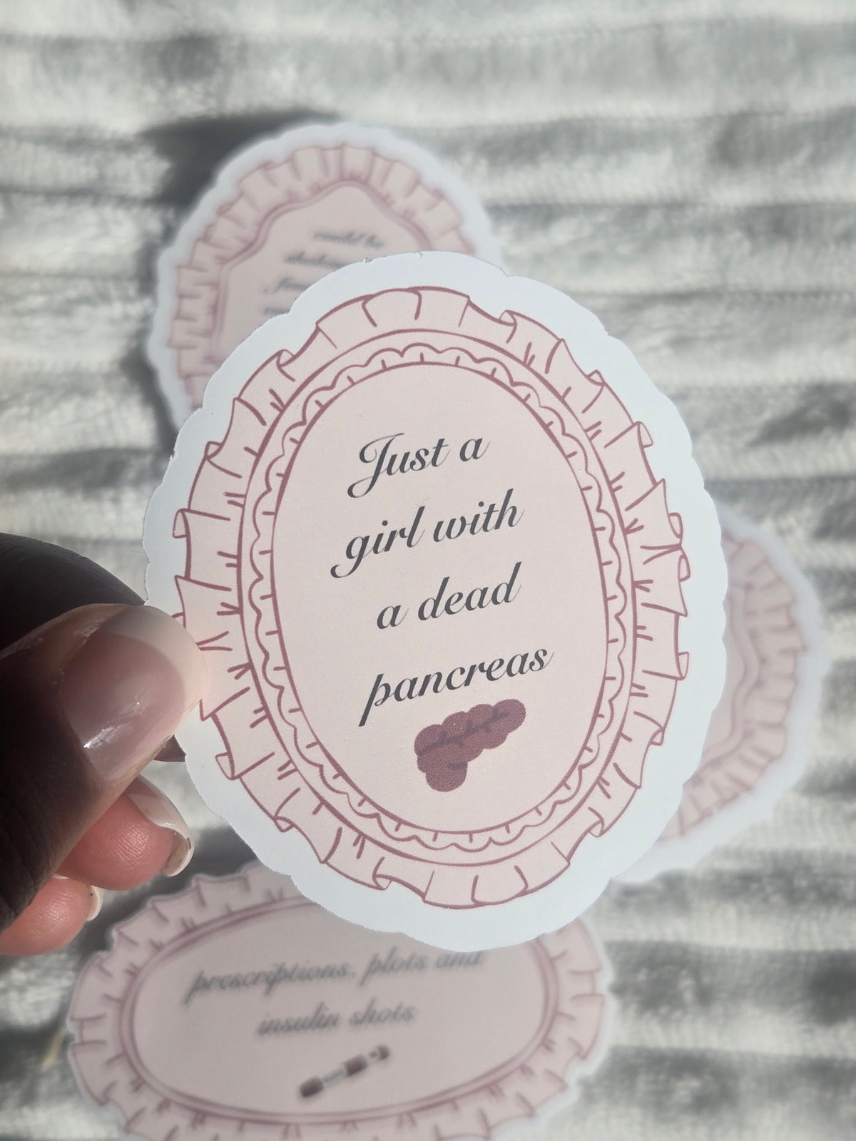 'Just a Girl With a Dead Pancreas' Coquette Diabetic Vinyl Matte Sticker – Funny T1D & Bookish Reading Tropes
