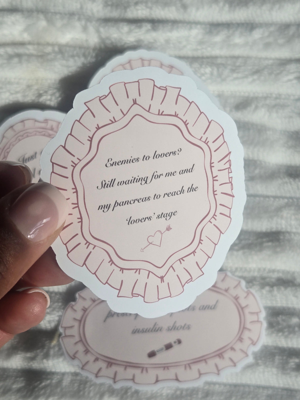 'Could be shaking from feminine rage' Coquette Diabetic Vinyl Matte Sticker – Funny T1D & Bookish Reading Tropes