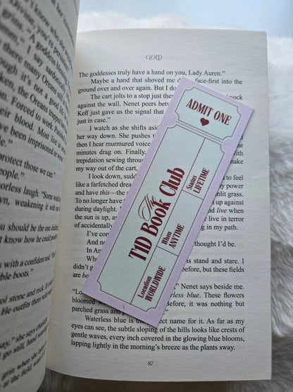 The Diabetic Book Club Bookmark | Admission Ticket