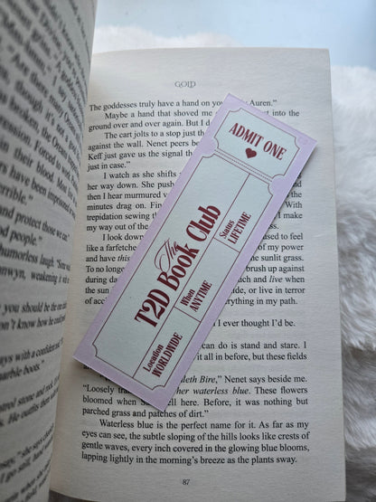 The Diabetic Book Club Bookmark | Admission Ticket