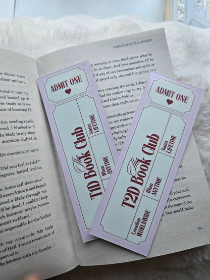 The Diabetic Book Club Bookmark | Admission Ticket