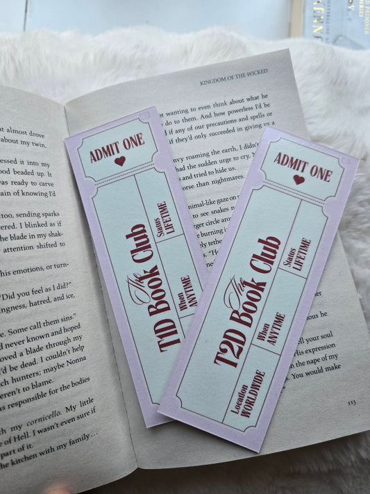The Diabetic Book Club Bookmark | Admission Ticket