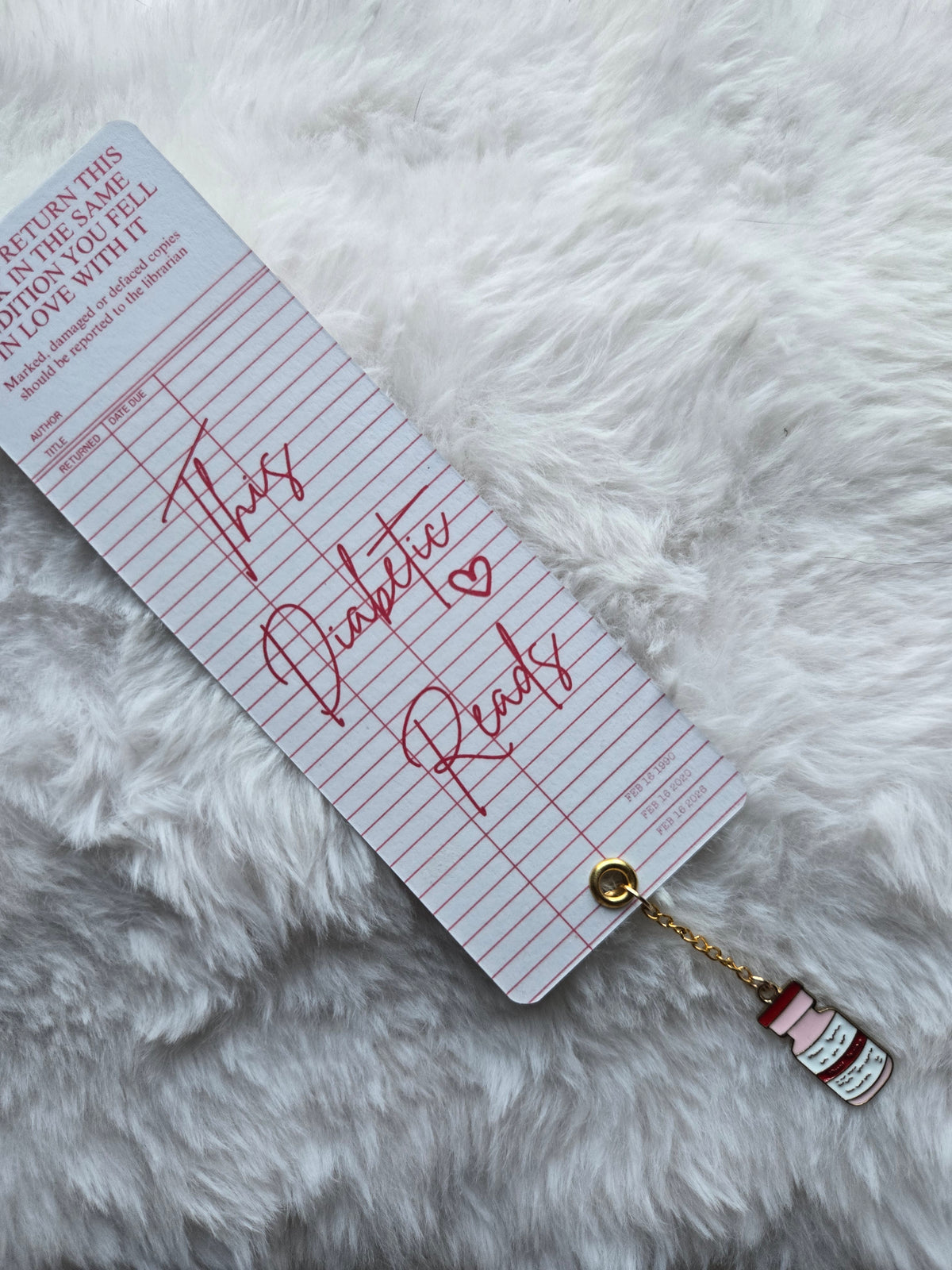 This Diabetic Reads Crimson Library Card Bookmark