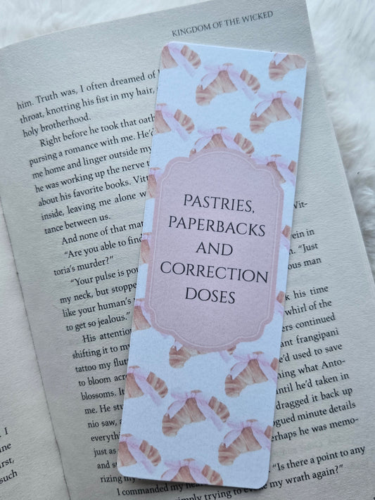 Pastries, Paperbacks and Correction Doses Bookmark – French Coquette Diabetic Reader Gift