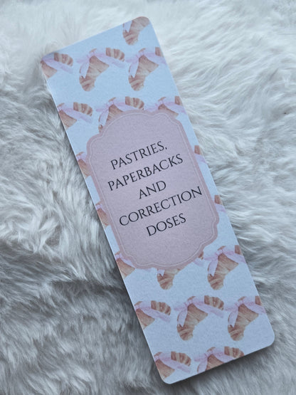Pastries, Paperbacks and Correction Doses Bookmark – French Coquette Diabetic Reader Gift