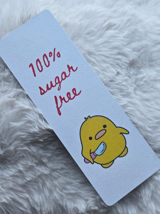 100% Sugar Free Funny Duck Bookmark – Sassy Diabetic Stationery with Knife Duck Charm
