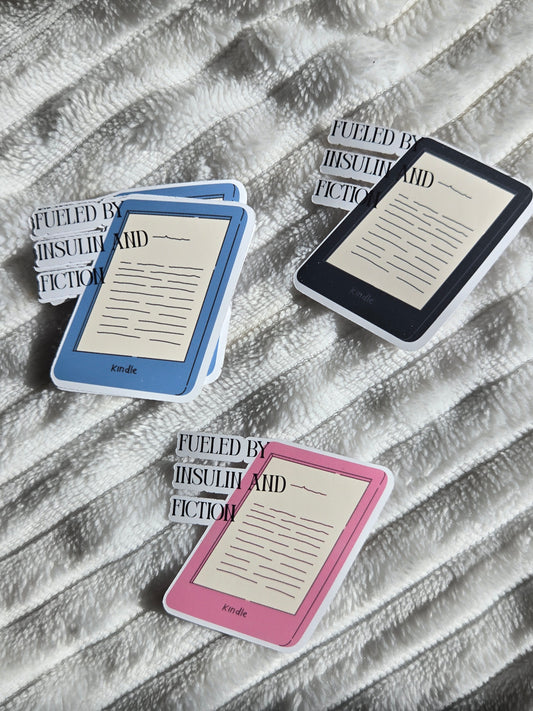 Fueled by Insulin and Fiction Sticker – T1D Bookish Matte Decal