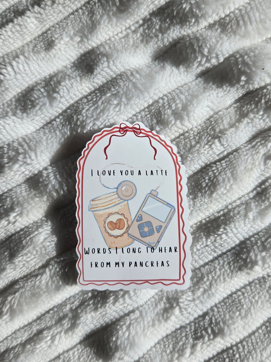 'I Love You a Latte' Coffee & Insulin Pump Sticker – Cute Diabetic Vinyl Decal