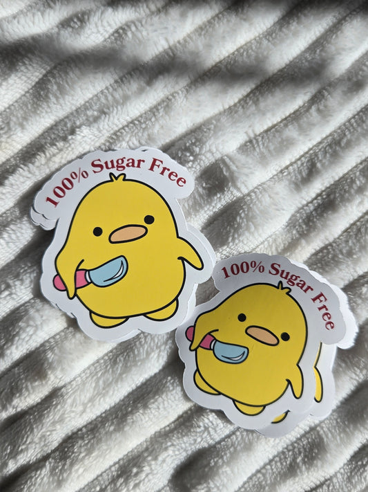 '100% Sugar Free' Duck with Knife Sticker – Sarcastic Diabetic Vinyl Matte Decal