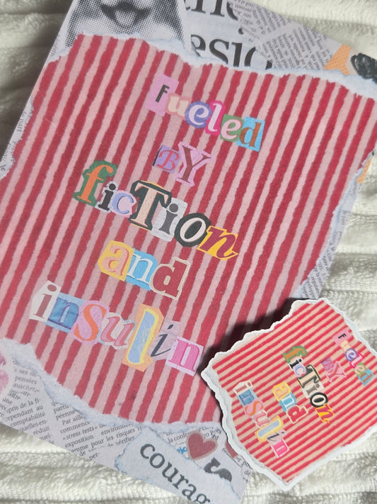 Fueled by Fiction and Insulin Kindle Insert – Ransom Note Case Backplate for Kindle Paperwhite