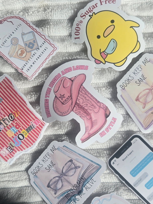 Riding the Highs & Lows in Style Western Decal - Pink Cowgirl Boots Diabetic Sticker (Copy)