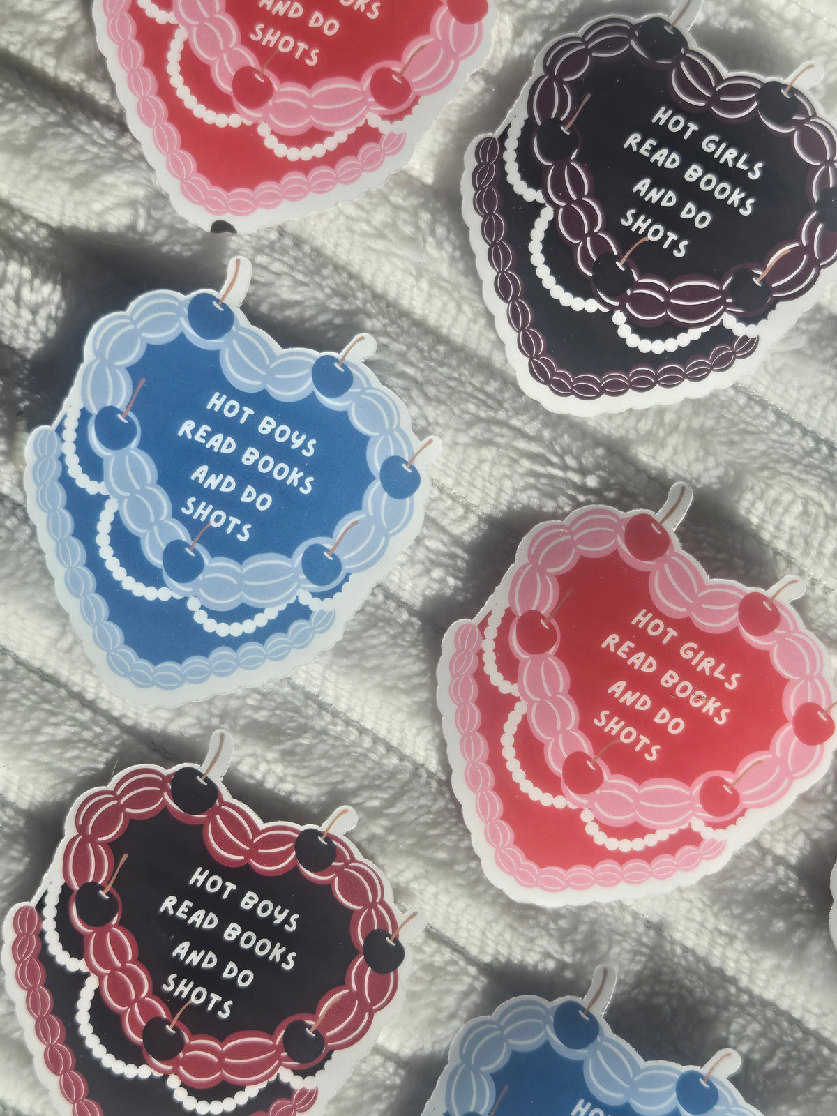'Hot Girls Read Books and Do Shots' Diabetic Decal - Vintage Heart Cake Vinyl Matte Sticker