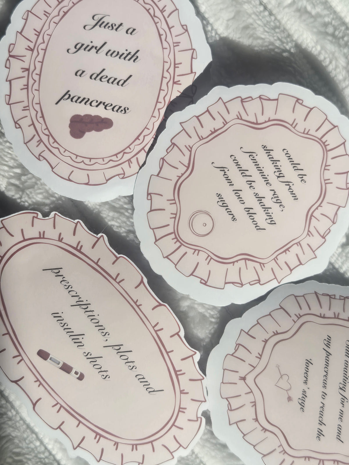 'Could be shaking from feminine rage' Coquette Diabetic Vinyl Matte Sticker – Funny T1D & Bookish Reading Tropes