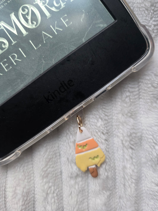 Candy Corn Kindle Charm – Spooky Season E-Reader Accessory & Bookish Gift