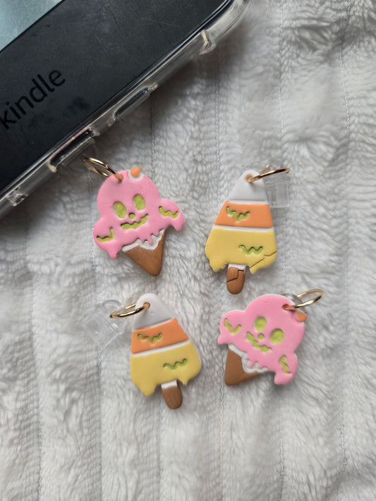 Melting Ghost Ice Cream Kindle Charm – Pastel Spooky E-Reader Charm & Bookish Accessory