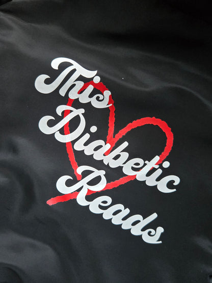 'This Diabetic Reads' Ruffle Satin Shoulder Bag – Coquette Bookish Tote with Magnetic Clasp