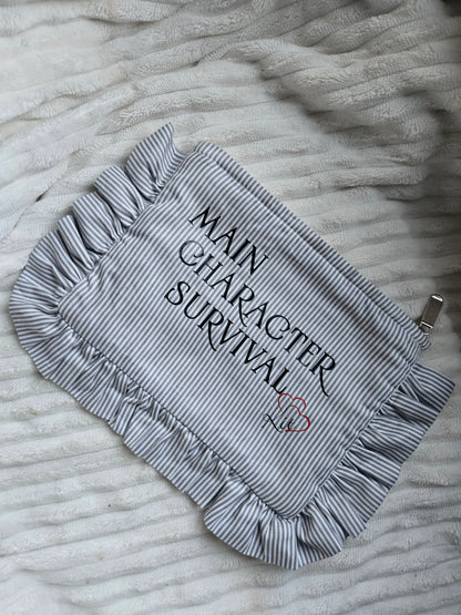 'Main Character Survival Kit' Ruffle Zipper Pouch – Coquette Diabetic Supply & Bookish Case