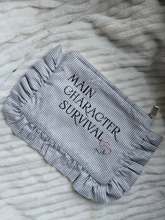 'Main Character Survival Kit' Ruffle Zipper Pouch – Coquette Diabetic Supply & Bookish Case